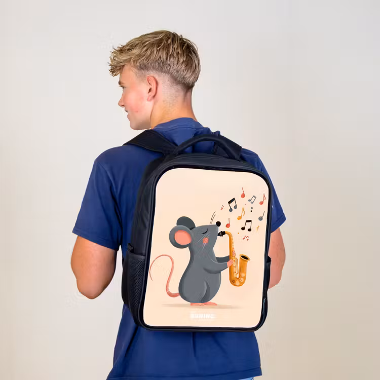 Sac à dos enfant - Noir - Souris - Saxophone - Musique — 5