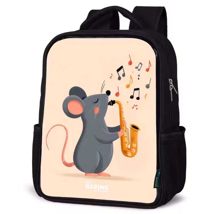 Sac à dos enfant - Noir - Souris - Saxophone - Musique — 6