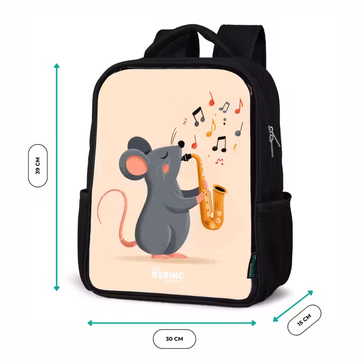 Sac à dos enfant - Noir - Souris - Saxophone - Musique — 8