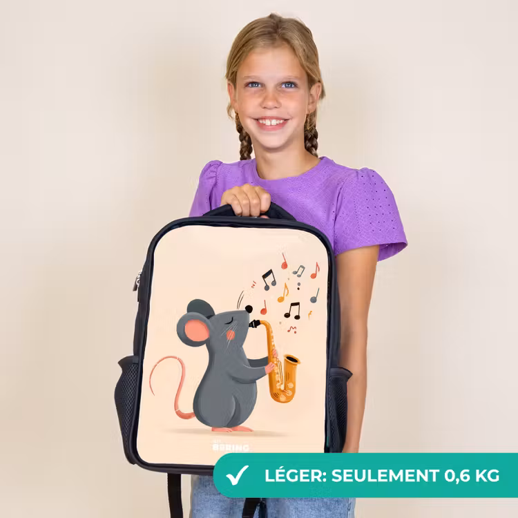 Sac à dos enfant - Noir - Souris - Saxophone - Musique — 9