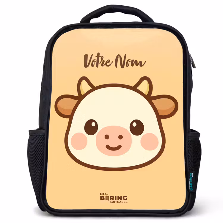 Sac à dos enfant - Noir - Kawai - Vache - Marron — 1