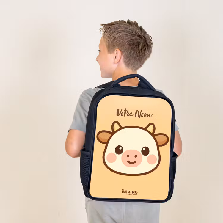 Sac à dos enfant - Noir - Kawai - Vache - Marron — 2