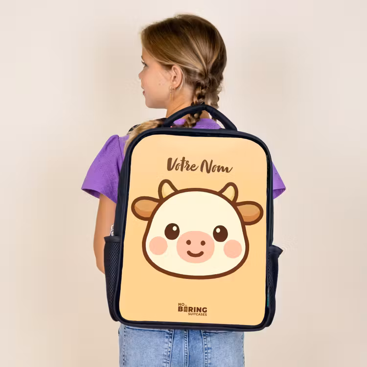 Sac à dos enfant - Noir - Kawai - Vache - Marron — 4