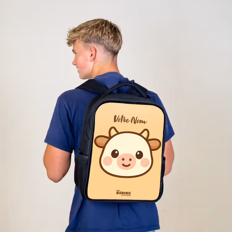 Sac à dos enfant - Noir - Kawai - Vache - Marron — 5