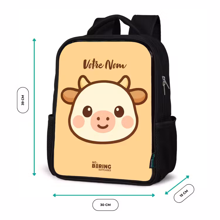 Sac à dos enfant - Noir - Kawai - Vache - Marron — 8