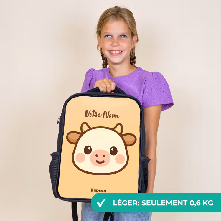 Sac à dos enfant - Noir - Kawai - Vache - Marron — 9
