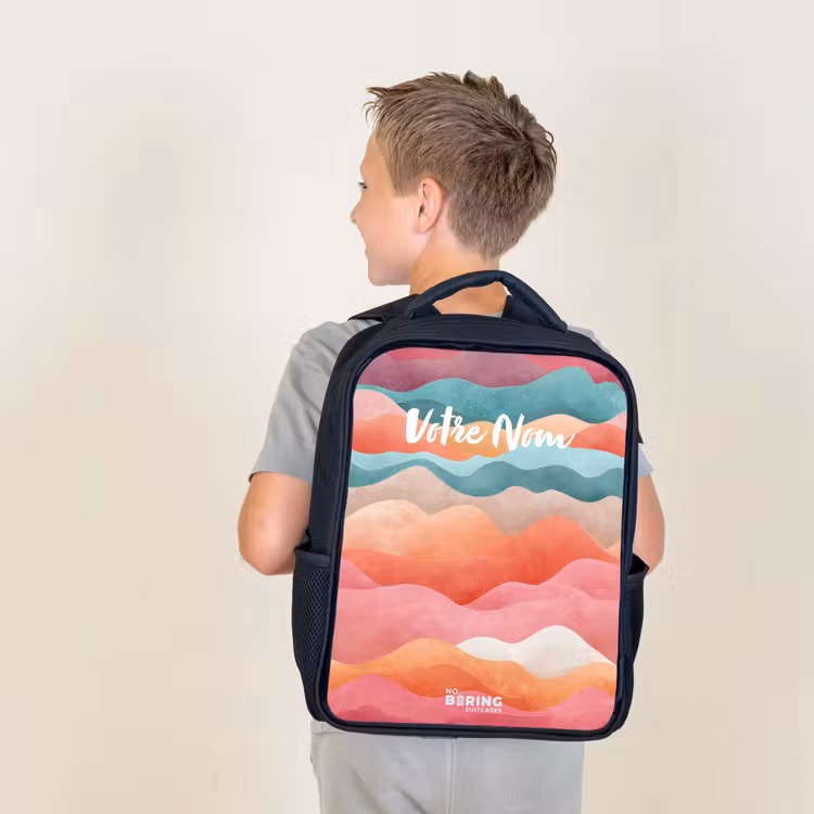 Sac à dos enfant - Noir - Vagues abstraites — 2