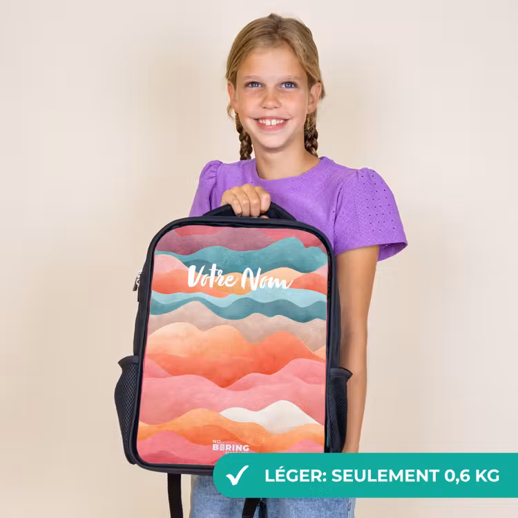 Sac à dos enfant - Noir - Vagues abstraites — 9
