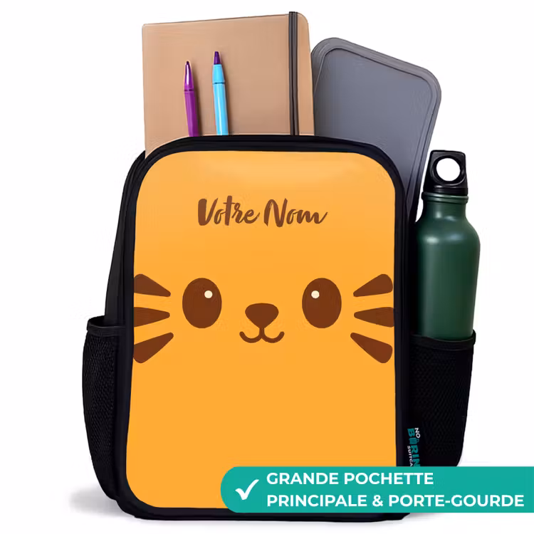 Sac à dos enfant - Noir - Kawai - Tiger - Orange — 10