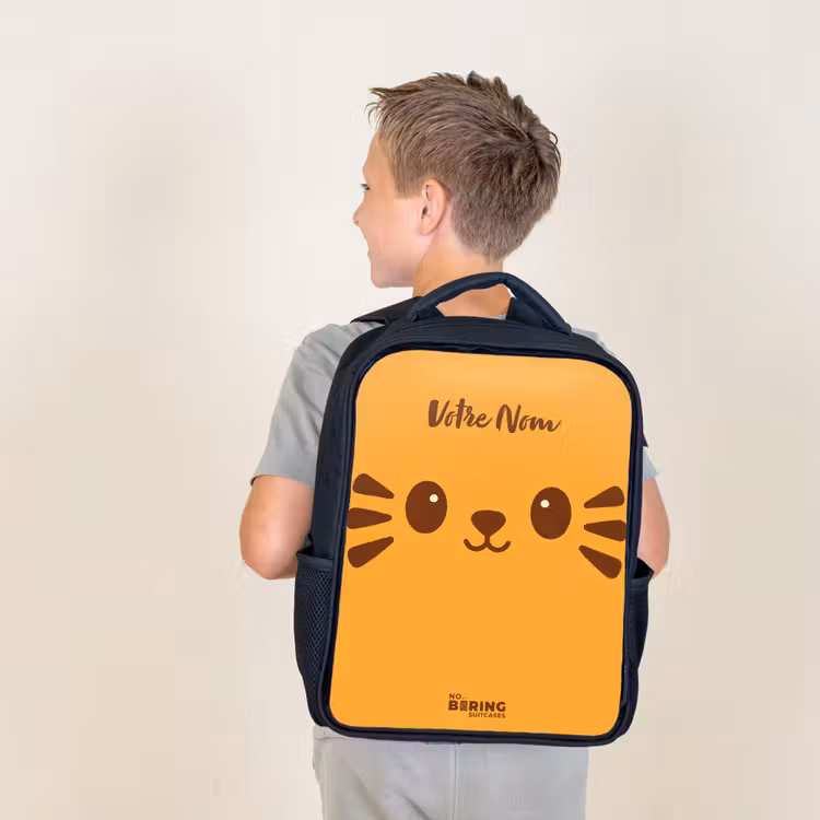 Sac à dos enfant - Noir - Kawai - Tiger - Orange — 2