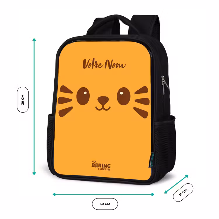 Sac à dos enfant - Noir - Kawai - Tiger - Orange — 8