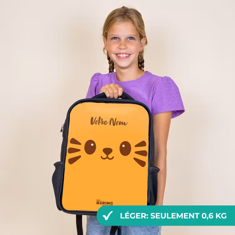 Sac à dos enfant - Noir - Kawai - Tiger - Orange — 9