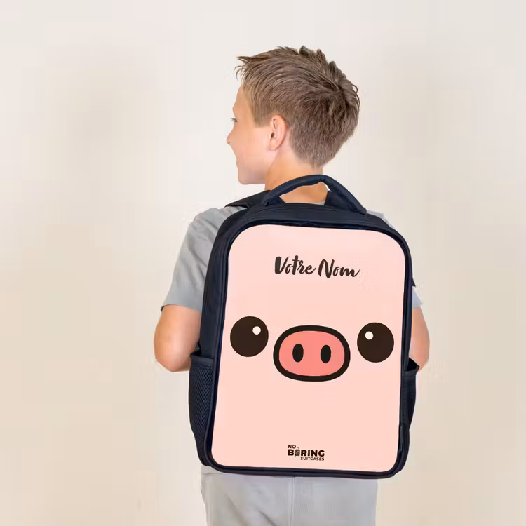 Sac à dos enfant - Noir - Kawai - Cochon - Rose — 2