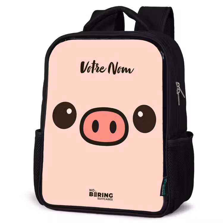 Sac à dos enfant - Noir - Kawai - Cochon - Rose — 6
