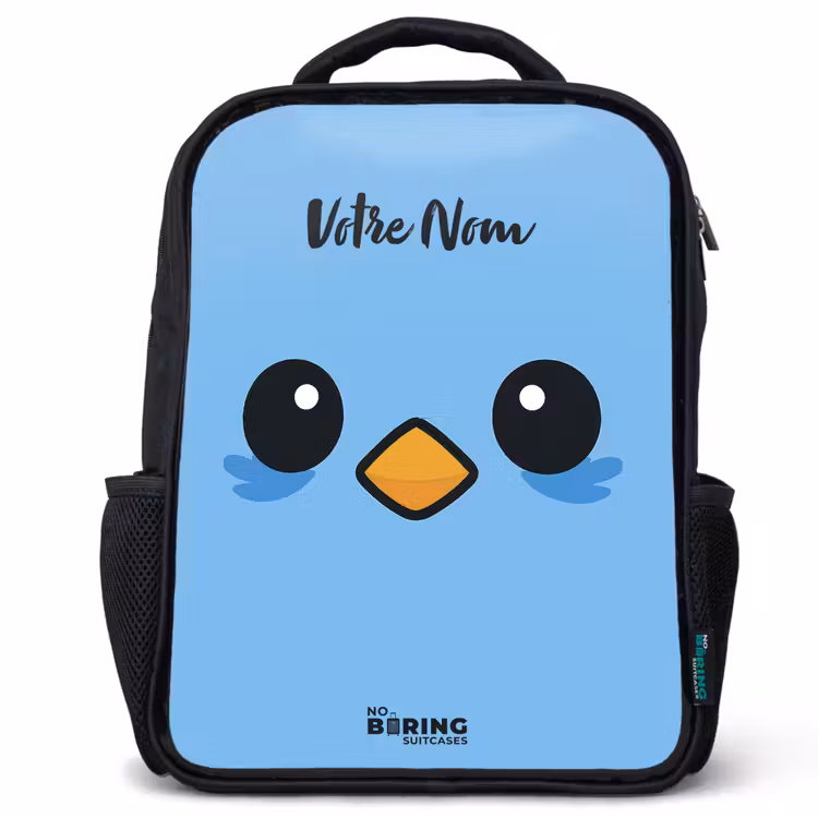 Sac à dos enfant - Noir - Kawai - Oiseau - Bleu — 1