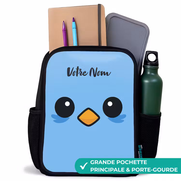 Sac à dos enfant - Noir - Kawai - Oiseau - Bleu — 10