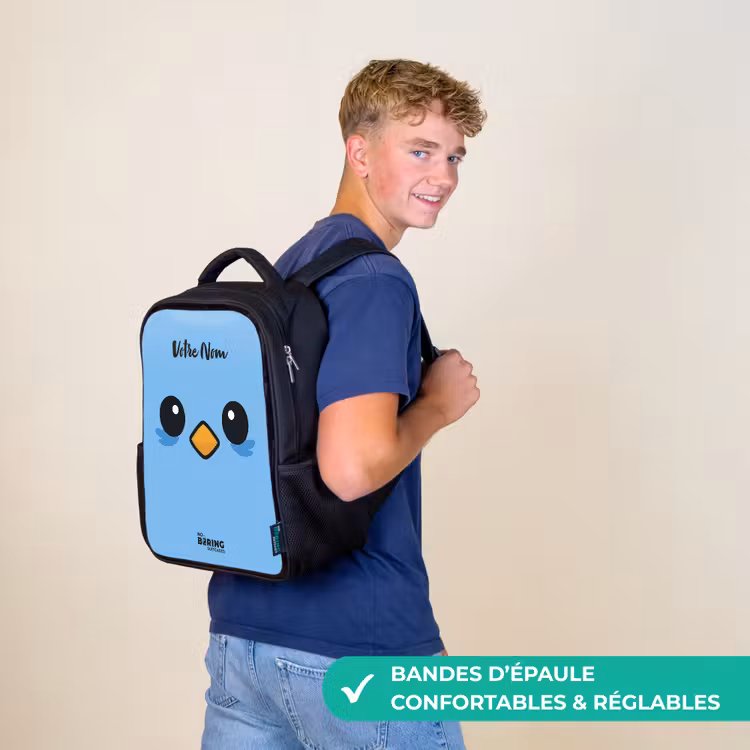 Sac à dos enfant - Noir - Kawai - Oiseau - Bleu — 11