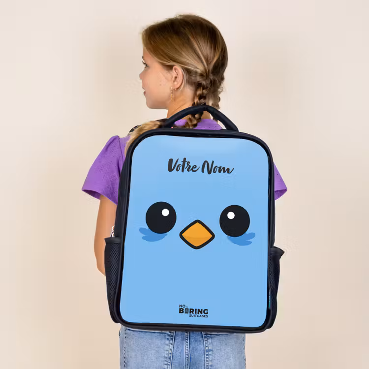 Sac à dos enfant - Noir - Kawai - Oiseau - Bleu — 4