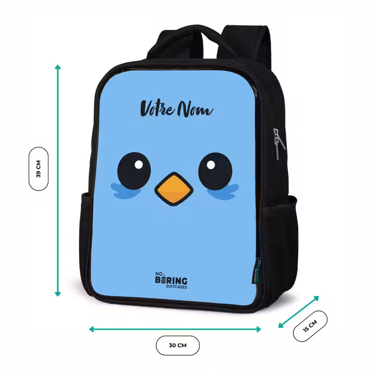 Sac à dos enfant - Noir - Kawai - Oiseau - Bleu — 8