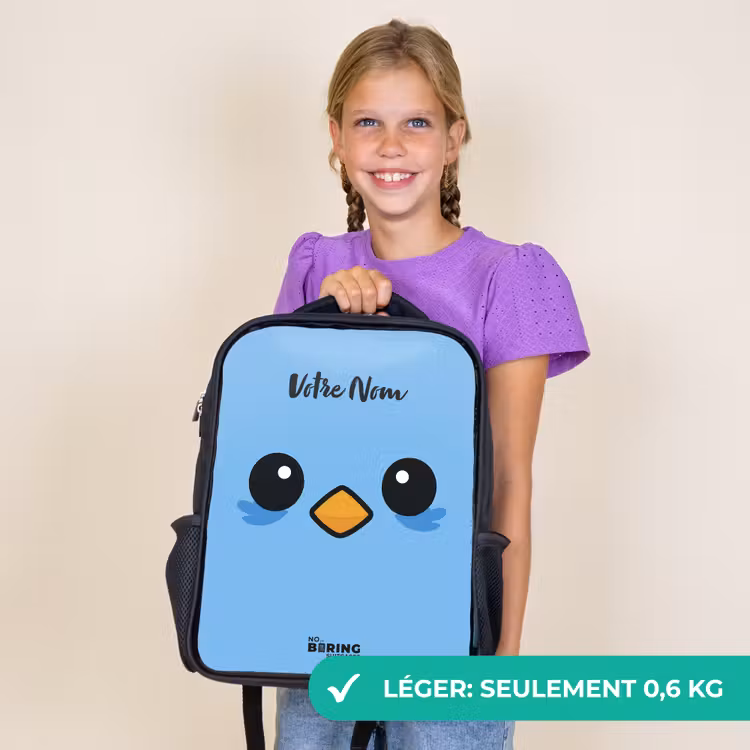 Sac à dos enfant - Noir - Kawai - Oiseau - Bleu — 9
