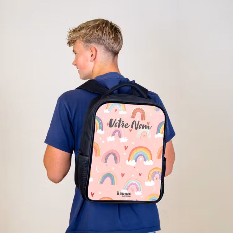 Sac à dos enfant - Noir - Arcs-en-ciel sur fond rose — 5