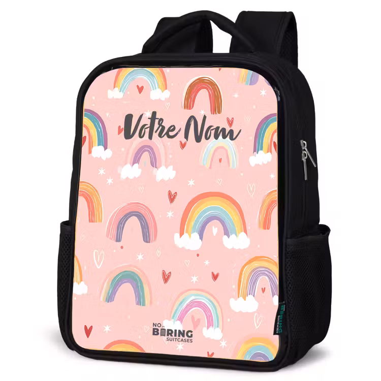 Sac à dos enfant - Noir - Arcs-en-ciel sur fond rose — 6
