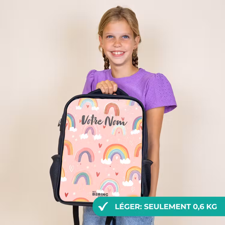 Sac à dos enfant - Noir - Arcs-en-ciel sur fond rose — 9