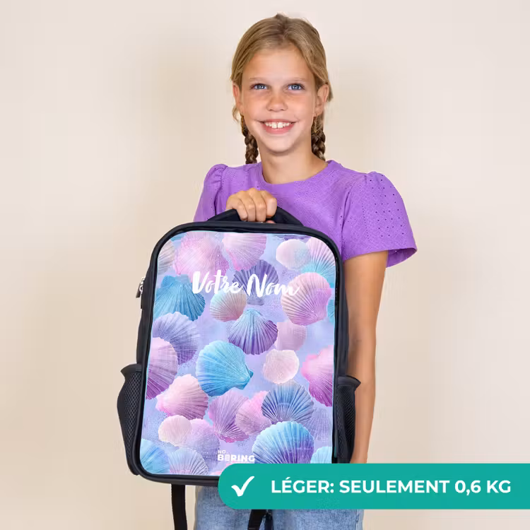 Sac à dos enfant - Noir - Coquilles colorées sur fond violet — 9
