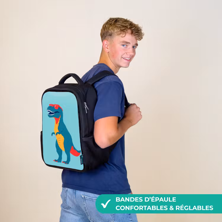 Sac à dos enfant - Noir - Dinosaur - Blue - Lunettes de soleil — 11