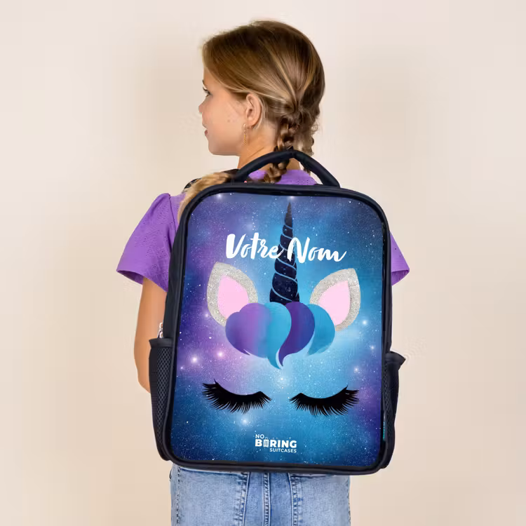 Sac à dos enfant - Noir - Licorne sur fond de ciel étoilé — 4