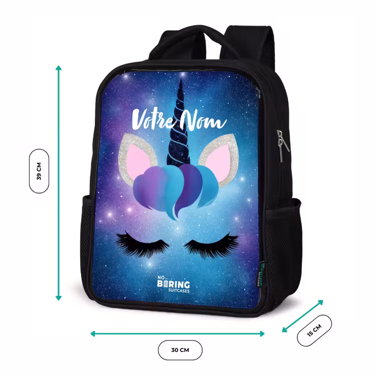 Sac à dos enfant - Noir - Licorne sur fond de ciel étoilé — 8