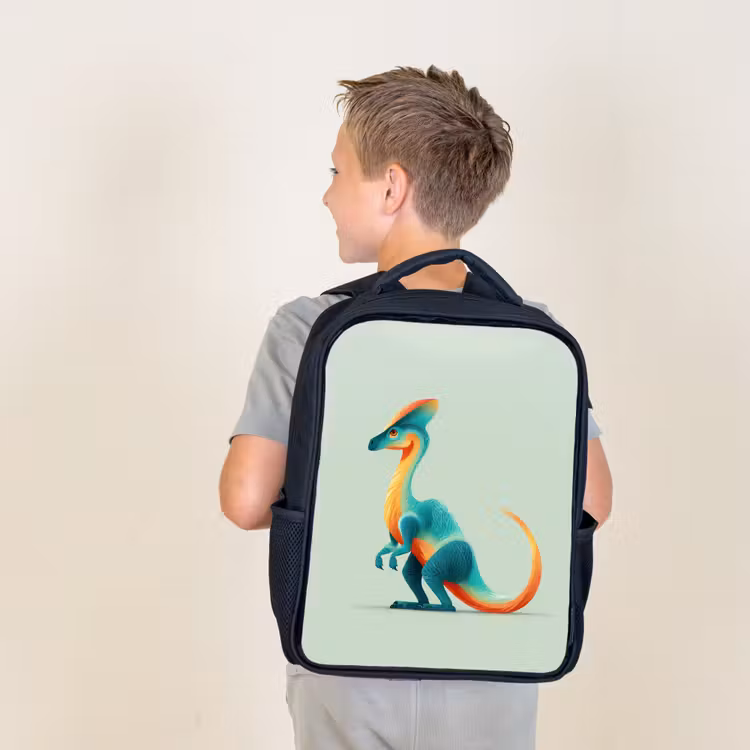 Sac à dos enfant - Noir - Queue - Dino - Minimaliste - Bleu — 2