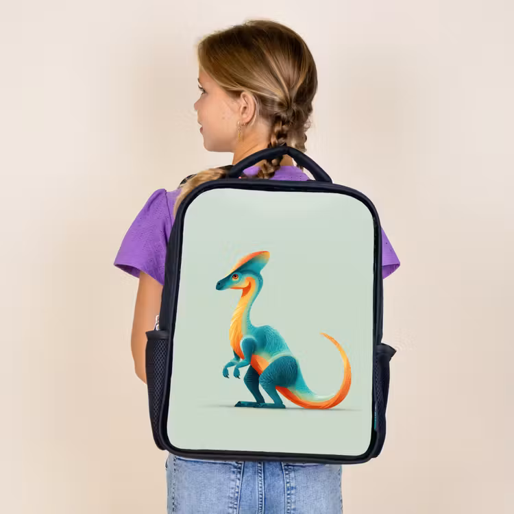 Sac à dos enfant - Noir - Queue - Dino - Minimaliste - Bleu — 4