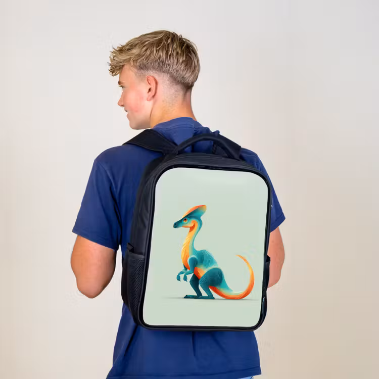 Sac à dos enfant - Noir - Queue - Dino - Minimaliste - Bleu — 5