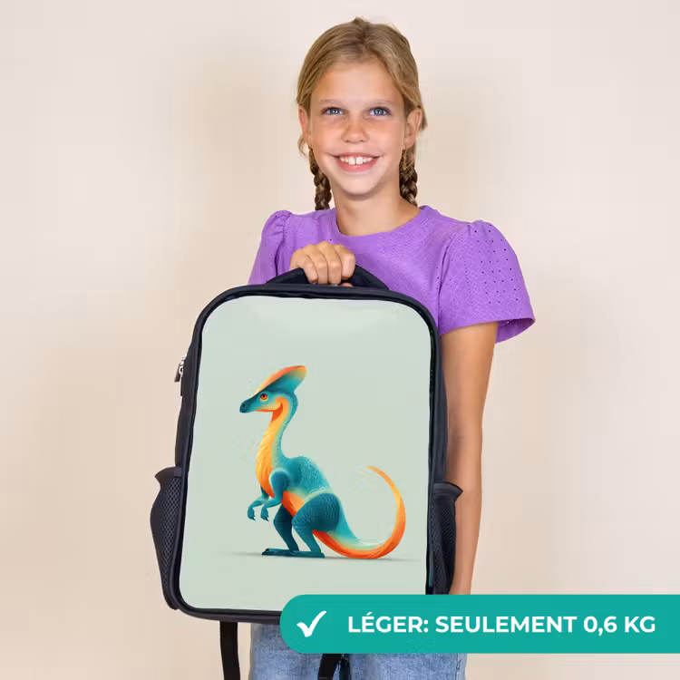 Sac à dos enfant - Noir - Queue - Dino - Minimaliste - Bleu — 9