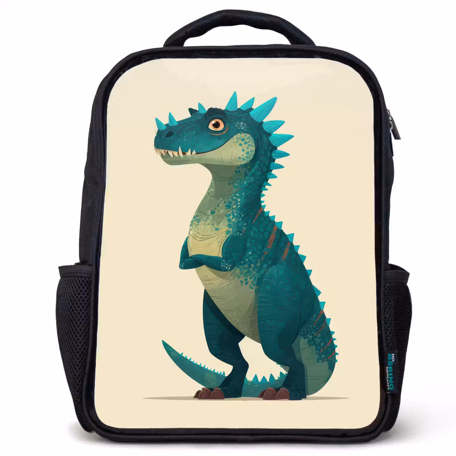 Sac à dos enfant - Noir - Dinosaure - Turquoise - Épines — 1