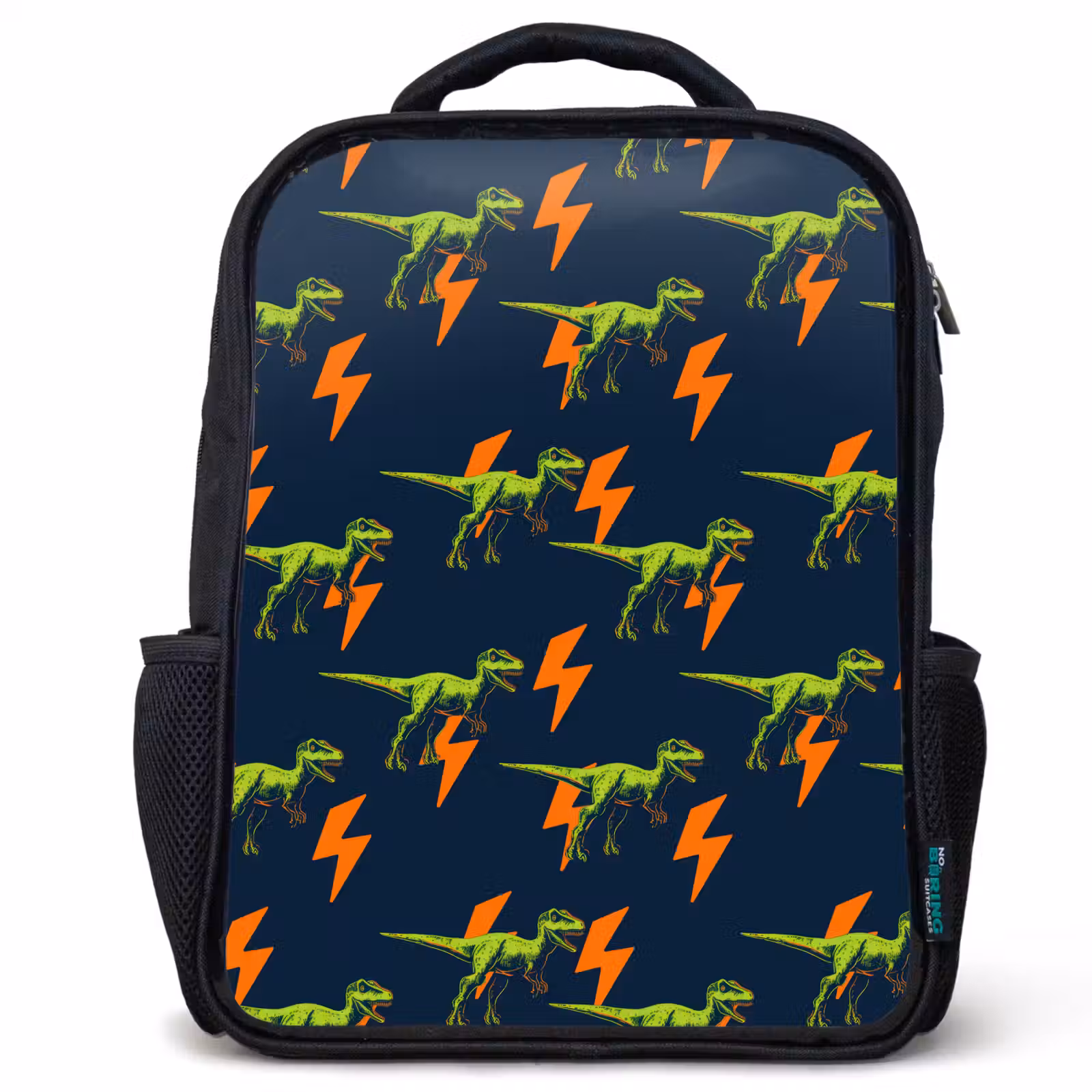 Sac à dos enfant - Noir - Éclairs - Orange - Dinosaures — 1