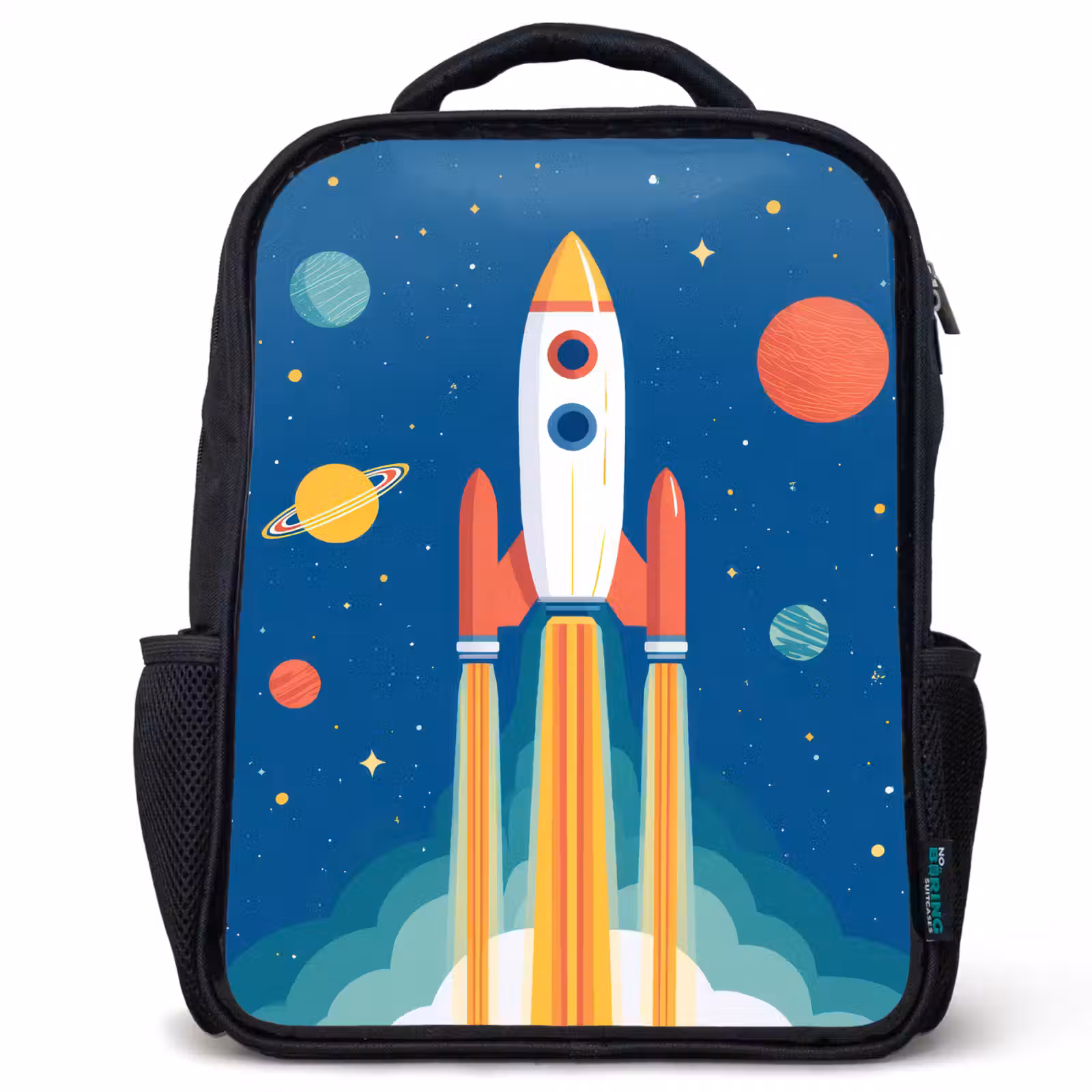 Sac à dos enfant - Noir - Fusée - Planètes - Espace — 1