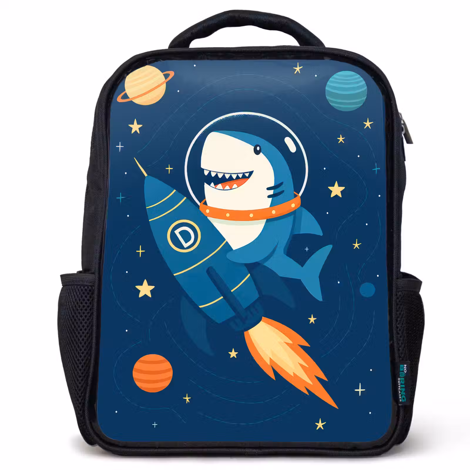 Sac à dos enfant - Noir - Fusée - Requin - Espace — 1