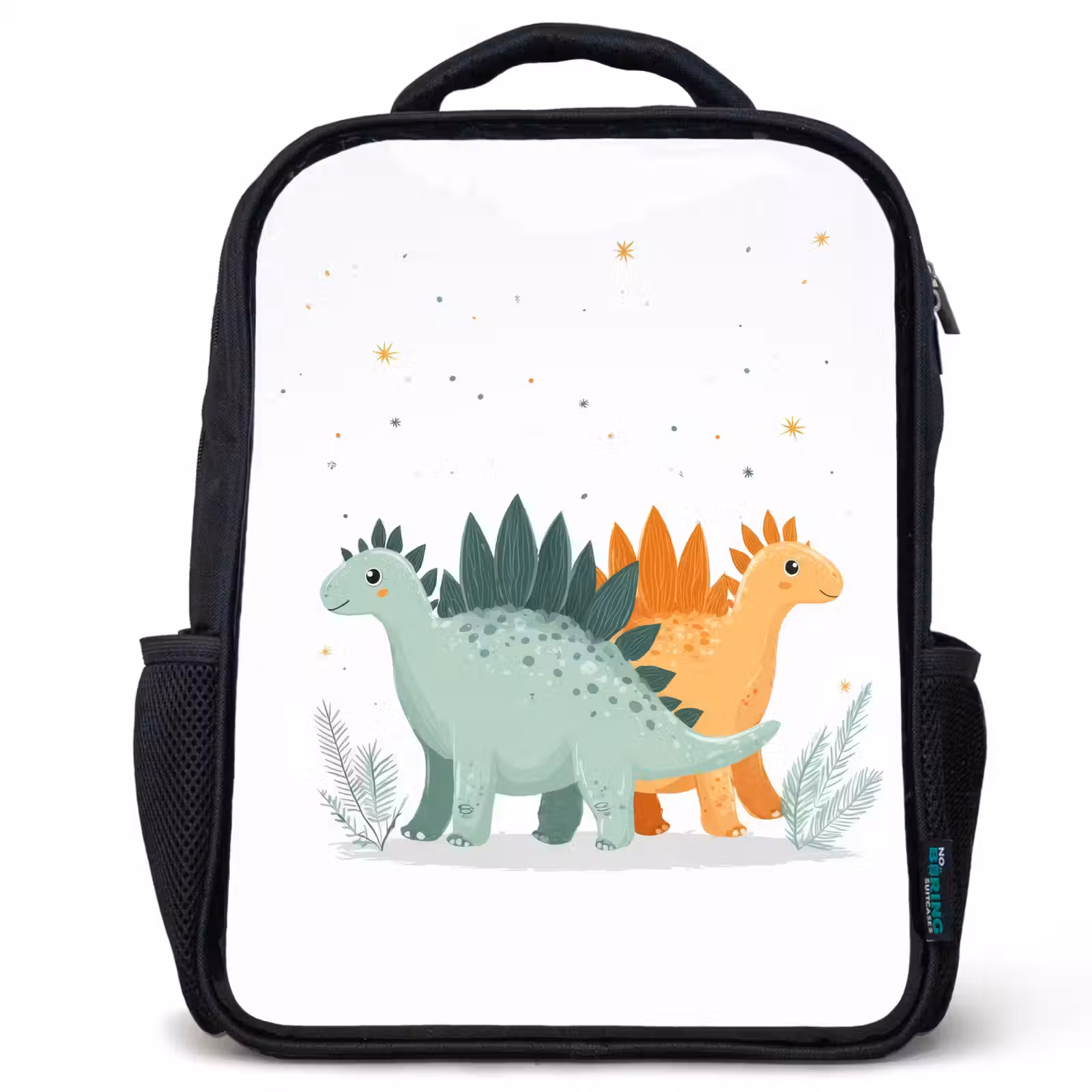 Sac à dos enfant - Noir - Plantes - Étoiles - Dinosaures - Orange — 1