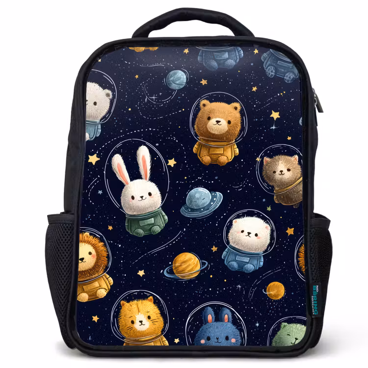 Sac à dos enfant - Noir - Animaux - Ciel étoilé - Espace — 1