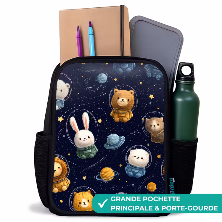 Sac à dos enfant - Noir - Animaux - Ciel étoilé - Espace — 10