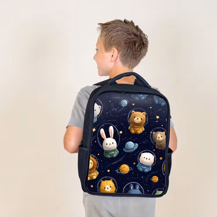 Sac à dos enfant - Noir - Animaux - Ciel étoilé - Espace — 2