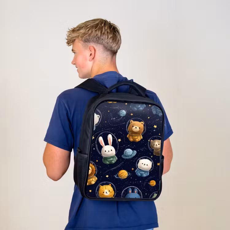 Sac à dos enfant - Noir - Animaux - Ciel étoilé - Espace — 5
