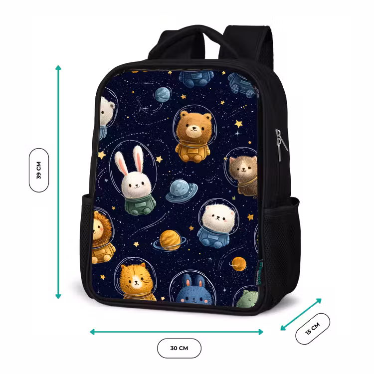 Sac à dos enfant - Noir - Animaux - Ciel étoilé - Espace — 8