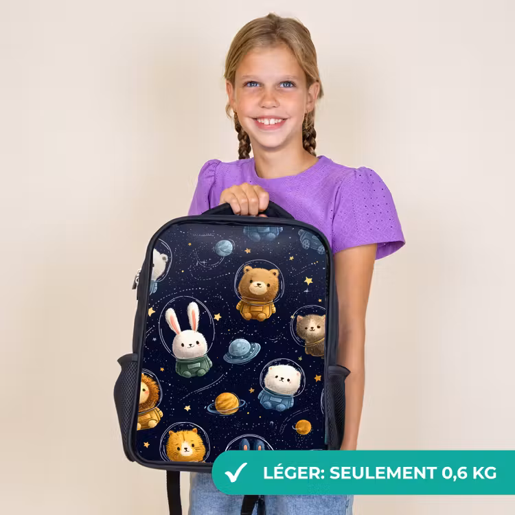Sac à dos enfant - Noir - Animaux - Ciel étoilé - Espace — 9
