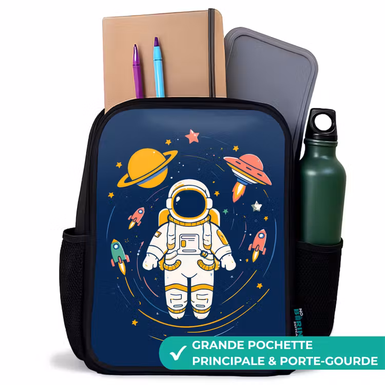 Sac à dos enfant - Noir - Astronaute - Planètes - Fusée — 10