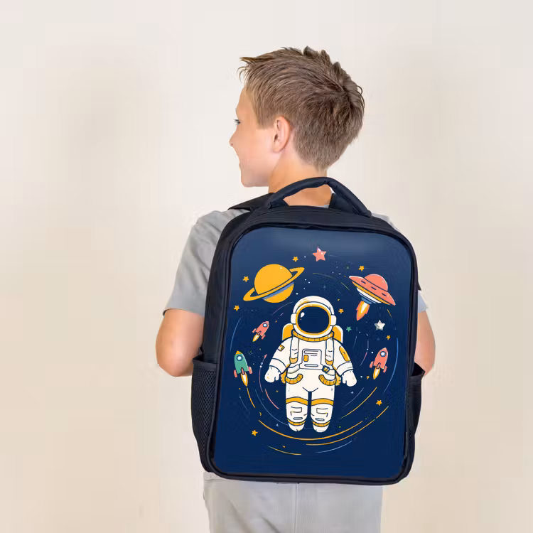 Sac à dos enfant - Noir - Astronaute - Planètes - Fusée — 2