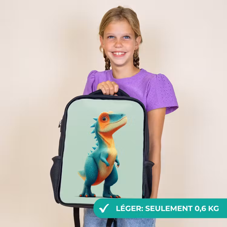 Sac à dos enfant - Noir - Caricature - Dino - Orange - Skittles — 9