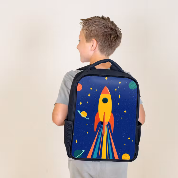 Sac à dos enfant - Noir - Coloré - Fusée - Espace — 2